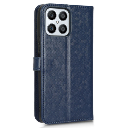 For Honor X8 4G Full Coverage PU Leather Phone Cover Dot Pattern Imprinted Wallet Stand Magnetic Phone Case with Strap