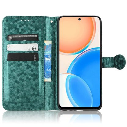 For Honor X8 4G Full Coverage PU Leather Phone Cover Dot Pattern Imprinted Wallet Stand Magnetic Phone Case with Strap