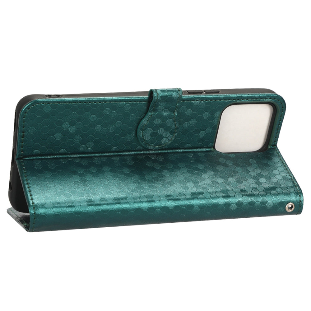 For Honor X8 4G Full Coverage PU Leather Phone Cover Dot Pattern Imprinted Wallet Stand Magnetic Phone Case with Strap