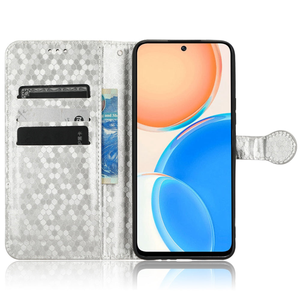 For Honor X8 4G Full Coverage PU Leather Phone Cover Dot Pattern Imprinted Wallet Stand Magnetic Phone Case with Strap
