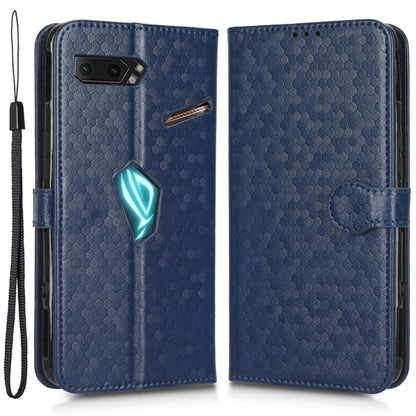 For Asus ROG Phone II ZS660KL PU Leather Flip Phone Cover Dot Pattern Imprinted Wallet Horizontal Stand Magnetic Phone Case with Strap