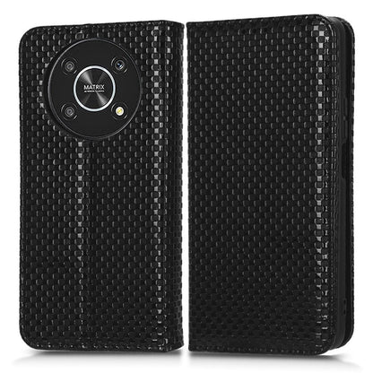 For Honor X9 5G / X30 5G / Magic4 Lite 5G Wallet Stand Grid Texture Phone Case PU Leather Magnetic Auto-absorbed Anti-drop Cover