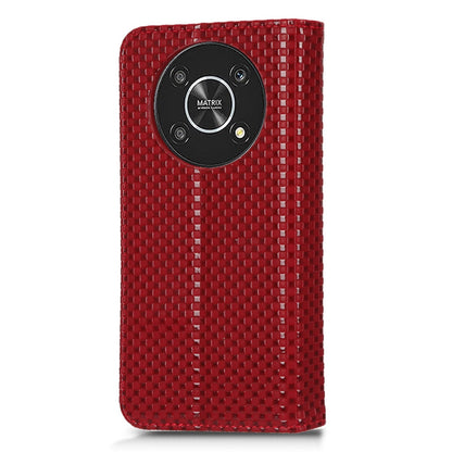 For Honor X9 5G / X30 5G / Magic4 Lite 5G Wallet Stand Grid Texture Phone Case PU Leather Magnetic Auto-absorbed Anti-drop Cover
