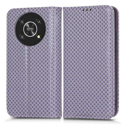For Honor X9 5G / X30 5G / Magic4 Lite 5G Wallet Stand Grid Texture Phone Case PU Leather Magnetic Auto-absorbed Anti-drop Cover