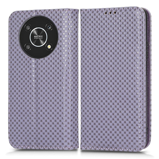 For Honor X9 5G / X30 5G / Magic4 Lite 5G Wallet Stand Grid Texture Phone Case PU Leather Magnetic Auto-absorbed Anti-drop Cover