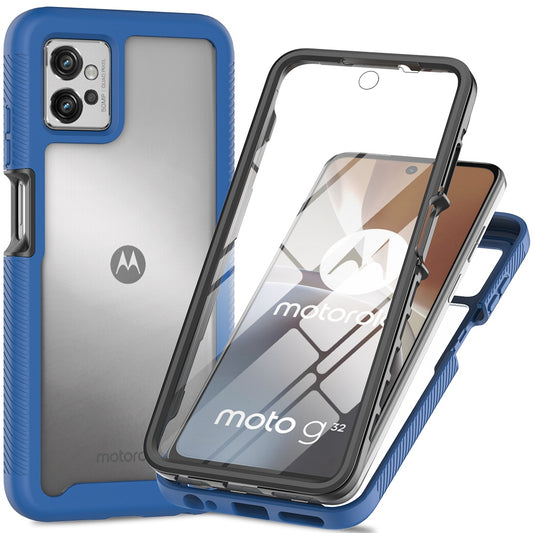 For Motorola Moto G32 4G PET Screen Protector Phone Case PC + TPU Full Protection Hybrid Cover