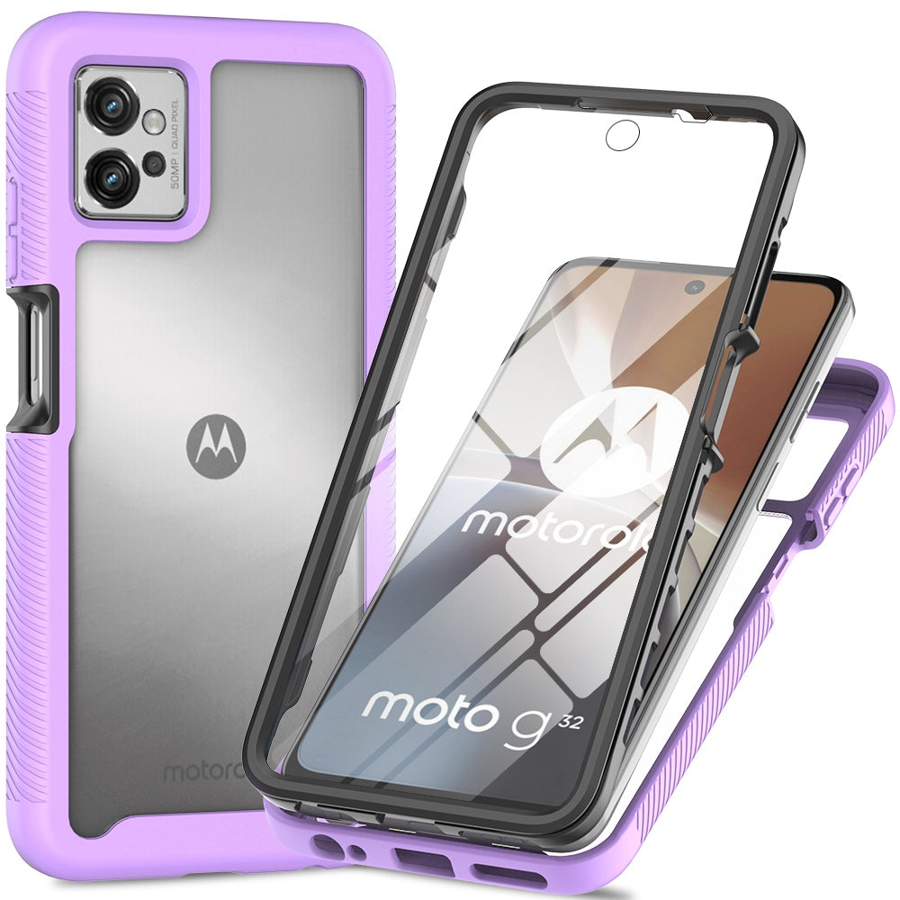 For Motorola Moto G32 4G PET Screen Protector Phone Case PC + TPU Full Protection Hybrid Cover