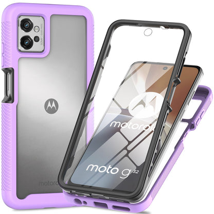 For Motorola Moto G32 4G PET Screen Protector Phone Case PC + TPU Full Protection Hybrid Cover