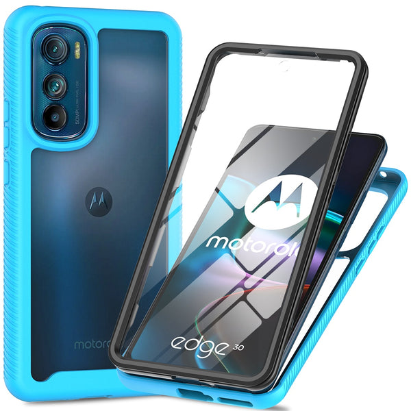 For Motorola Edge 30 5G Hard PC + Soft TPU Case PET Screen Protector Drop-proof Phone Cover