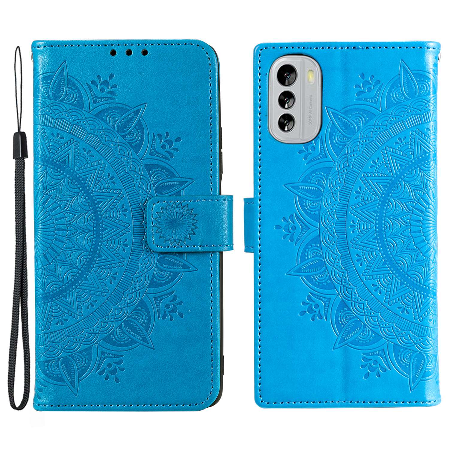 Flip Wallet Case For Nokia G60 5G, Book Style Mandala Flower Pattern Imprinted PU Leather Phone Cover Protective  Shell with Stand
