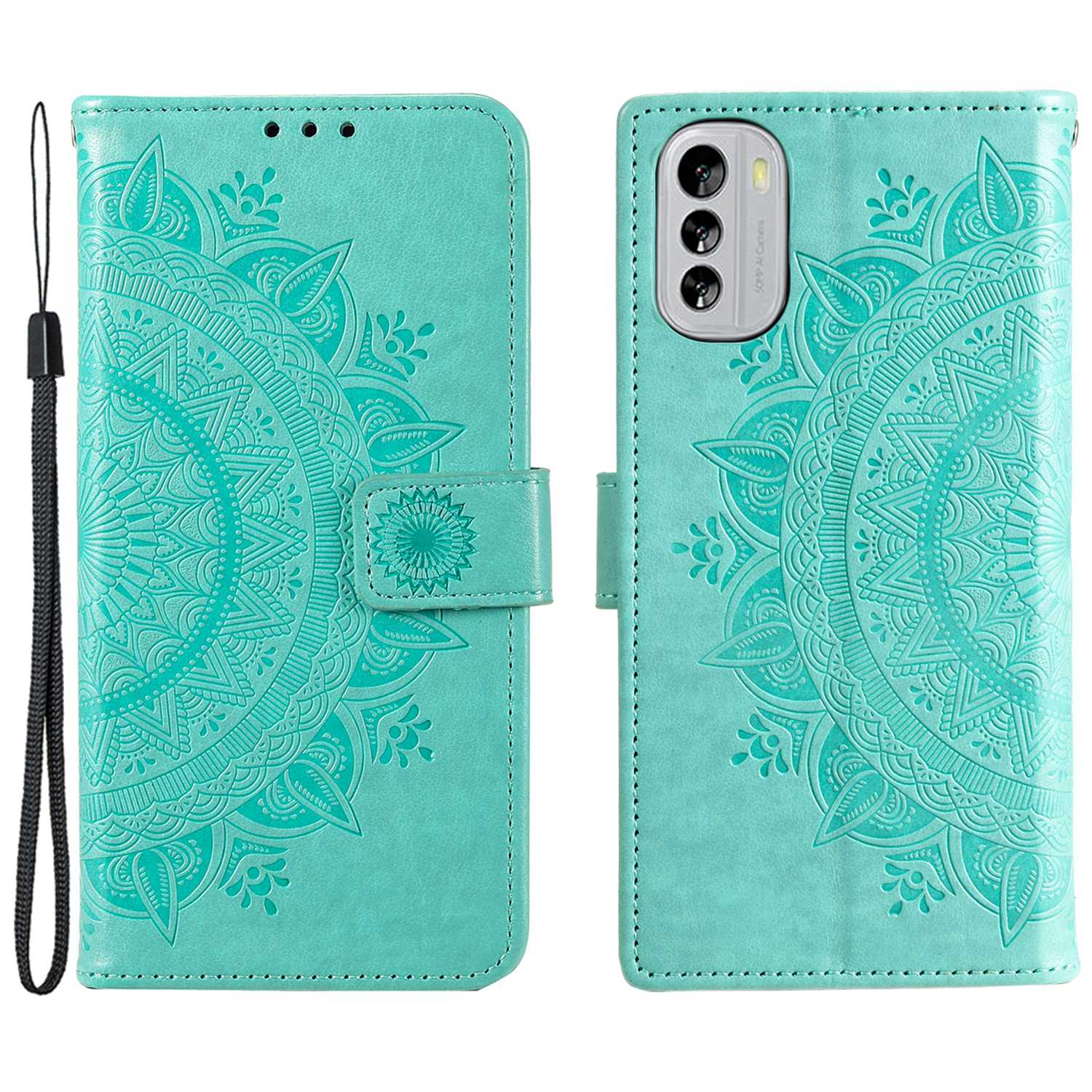 Flip Wallet Case For Nokia G60 5G, Book Style Mandala Flower Pattern Imprinted PU Leather Phone Cover Protective  Shell with Stand
