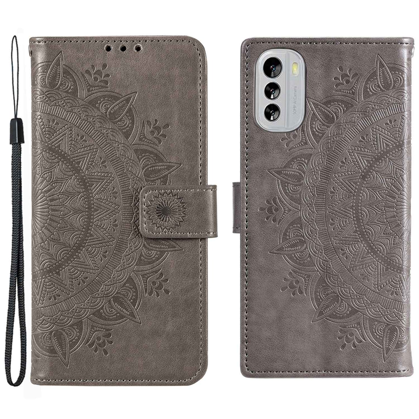 Flip Wallet Case For Nokia G60 5G, Book Style Mandala Flower Pattern Imprinted PU Leather Phone Cover Protective  Shell with Stand