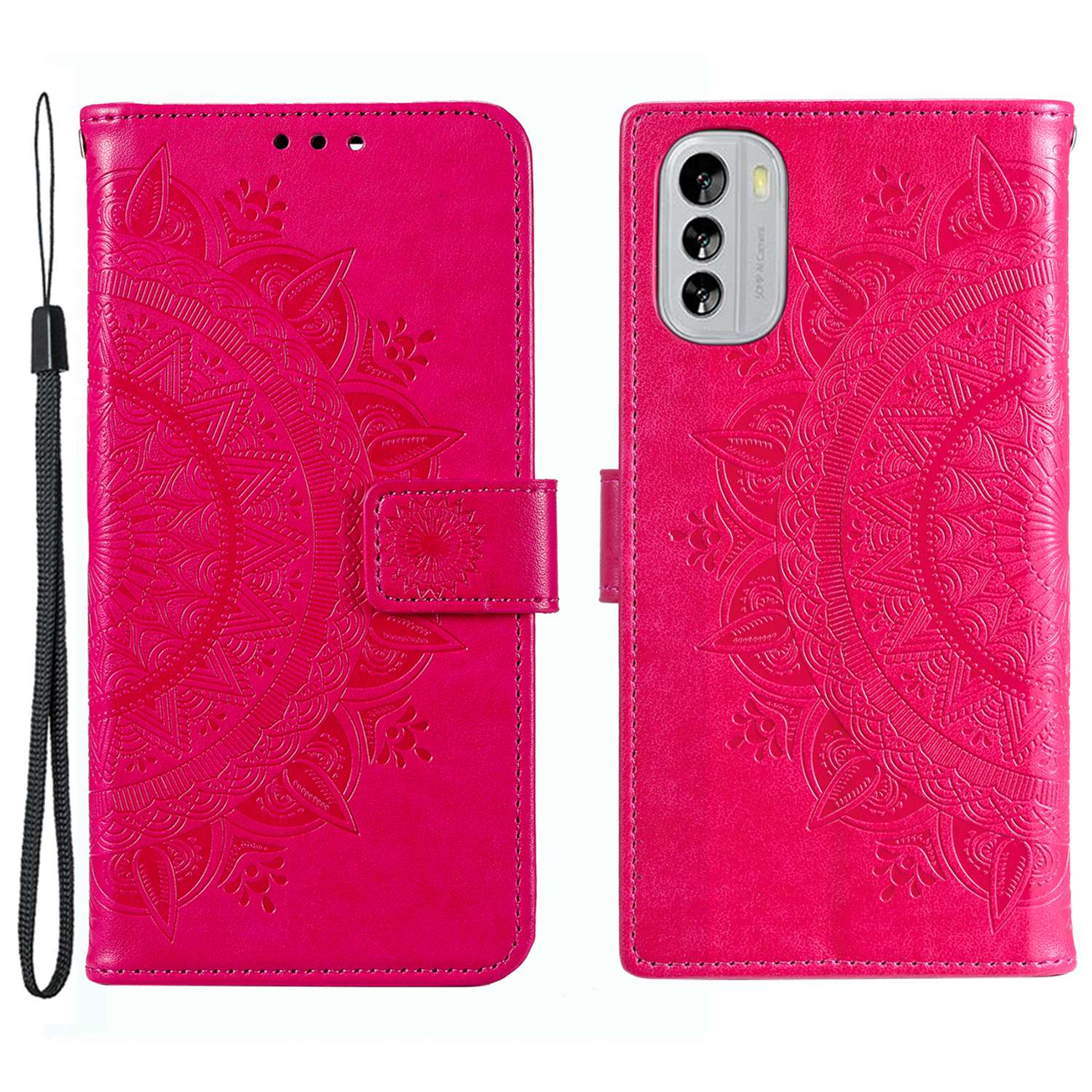 Flip Wallet Case For Nokia G60 5G, Book Style Mandala Flower Pattern Imprinted PU Leather Phone Cover Protective  Shell with Stand