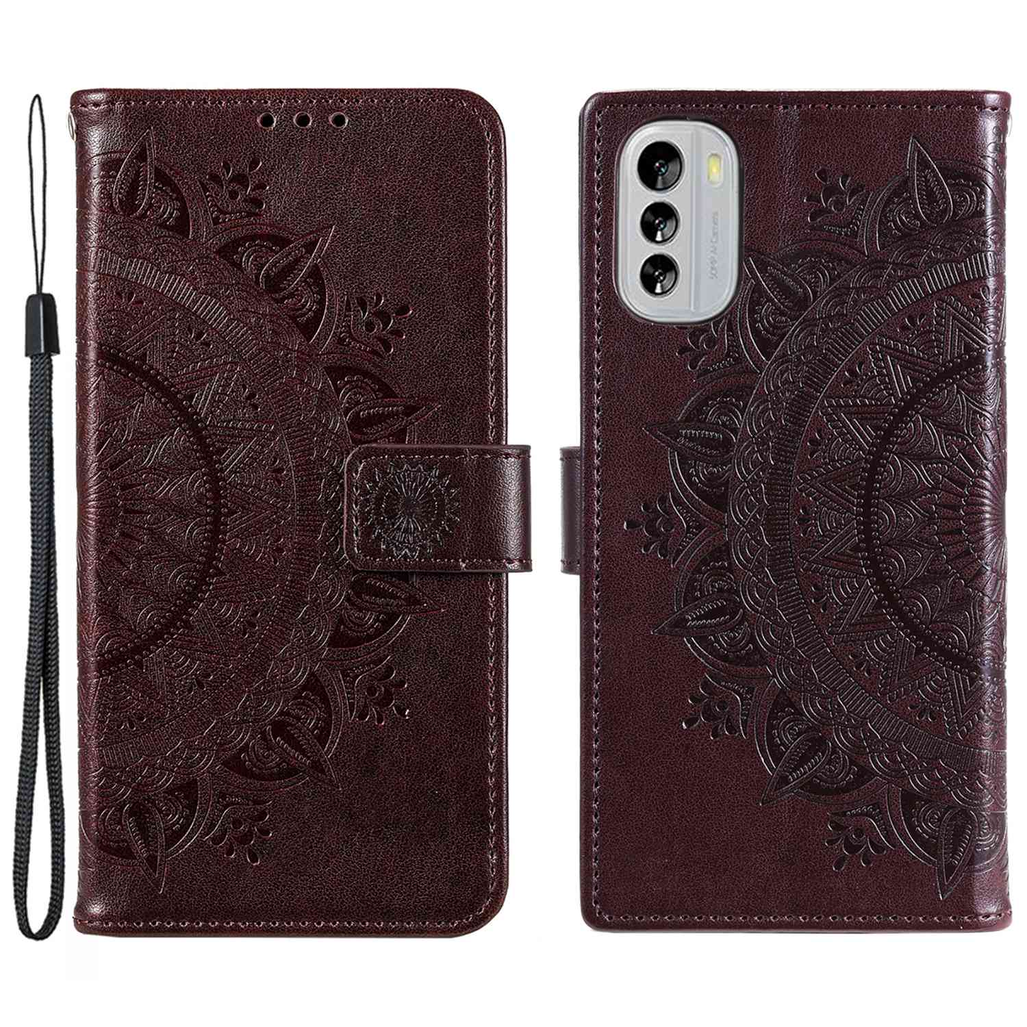 Flip Wallet Case For Nokia G60 5G, Book Style Mandala Flower Pattern Imprinted PU Leather Phone Cover Protective  Shell with Stand