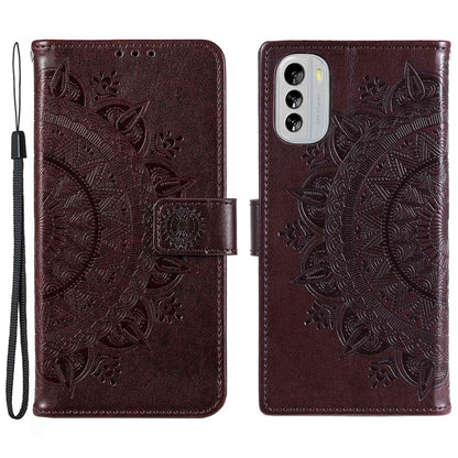 Flip Wallet Case For Nokia G60 5G, Book Style Mandala Flower Pattern Imprinted PU Leather Phone Cover Protective  Shell with Stand