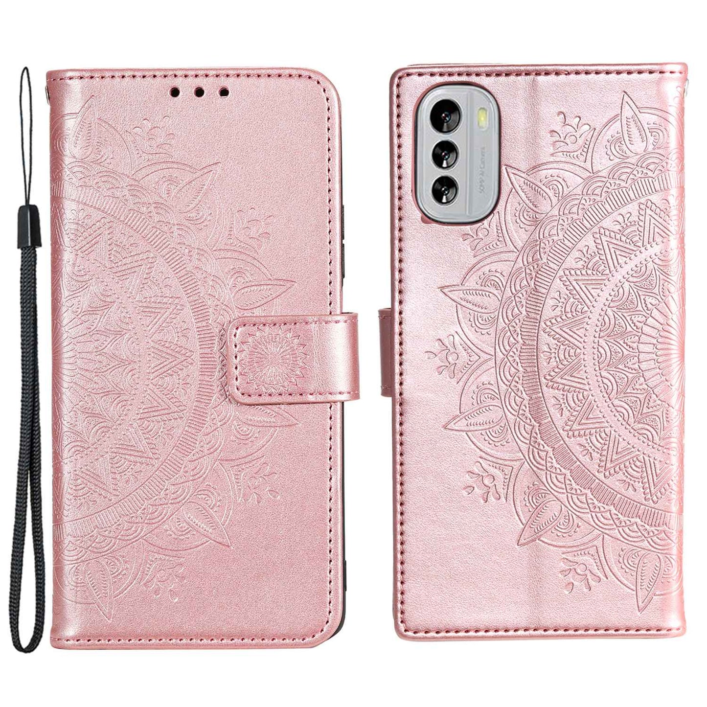 Flip Wallet Case For Nokia G60 5G, Book Style Mandala Flower Pattern Imprinted PU Leather Phone Cover Protective  Shell with Stand