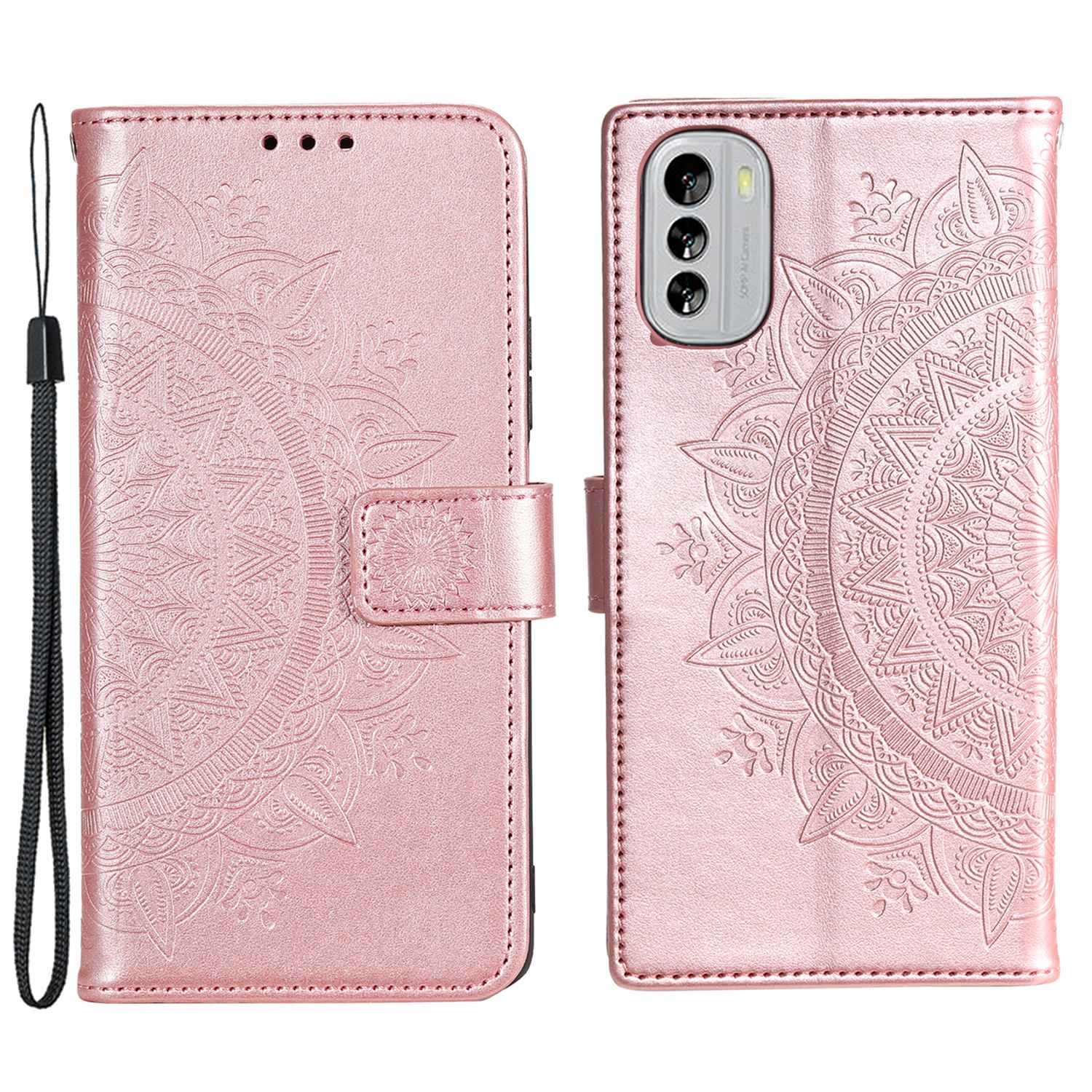 Flip Wallet Case For Nokia G60 5G, Book Style Mandala Flower Pattern Imprinted PU Leather Phone Cover Protective  Shell with Stand