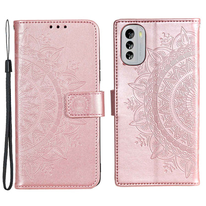 Flip Wallet Case For Nokia G60 5G, Book Style Mandala Flower Pattern Imprinted PU Leather Phone Cover Protective  Shell with Stand