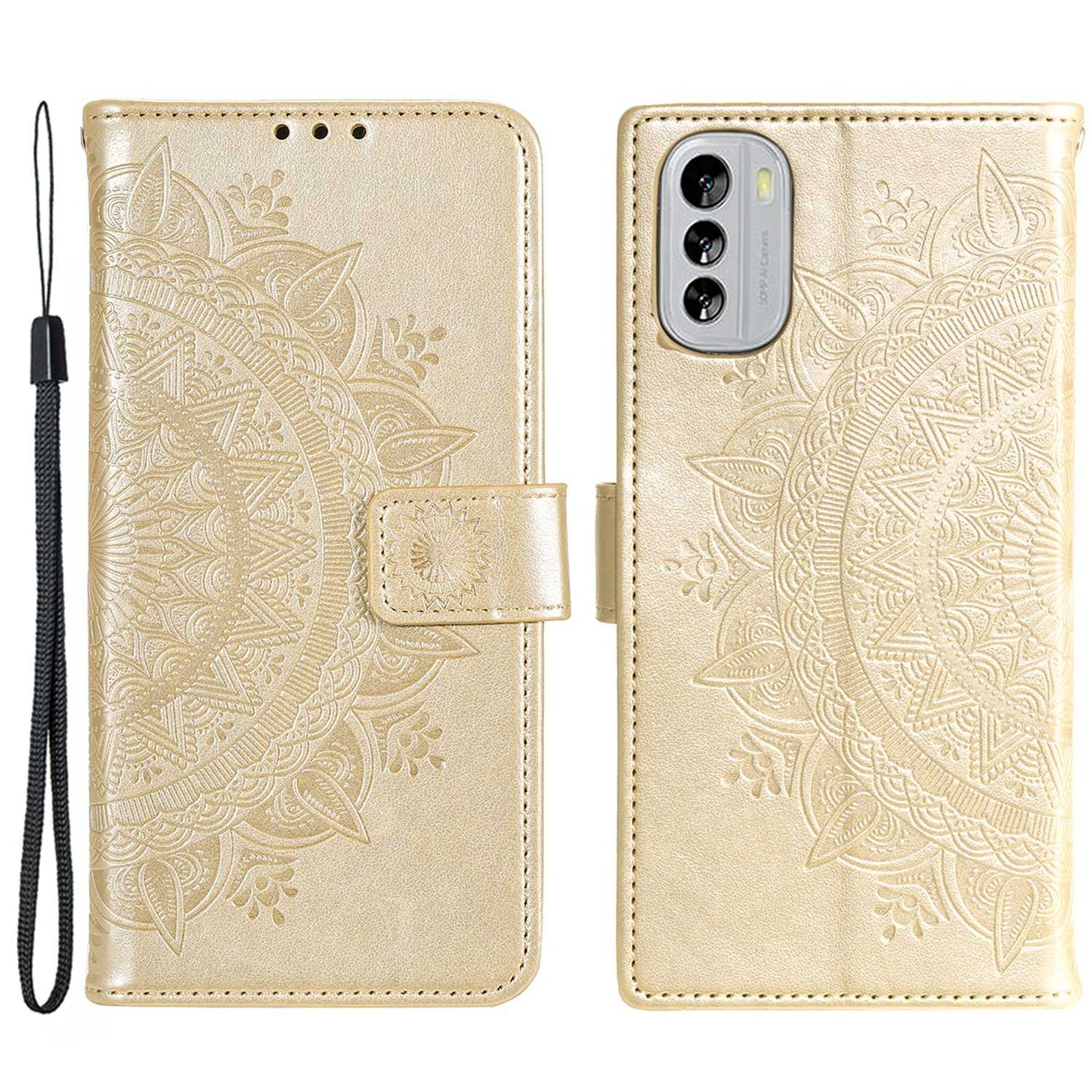 Flip Wallet Case For Nokia G60 5G, Book Style Mandala Flower Pattern Imprinted PU Leather Phone Cover Protective  Shell with Stand