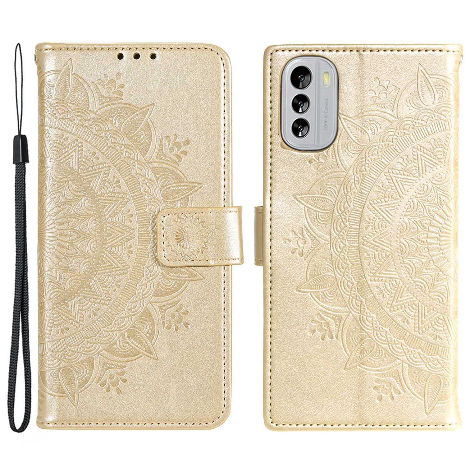 Flip Wallet Case For Nokia G60 5G, Book Style Mandala Flower Pattern Imprinted PU Leather Phone Cover Protective  Shell with Stand