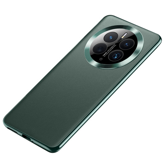 For Huawei Mate 50 Pro 4G PU Leather Coated TPU+PC Protective Cover Electroplating Anti-drop Phone Case