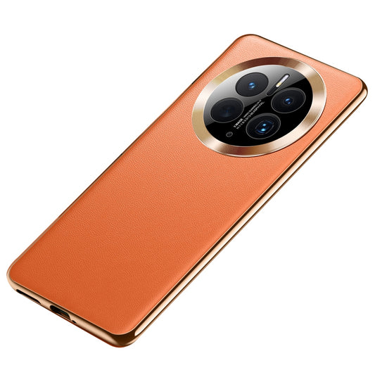 For Huawei Mate 50 Pro 4G PU Leather Coated TPU+PC Protective Cover Electroplating Anti-drop Phone Case