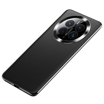 For Huawei Mate 50 Pro 4G PU Leather Coated TPU+PC Protective Cover Electroplating Anti-drop Phone Case