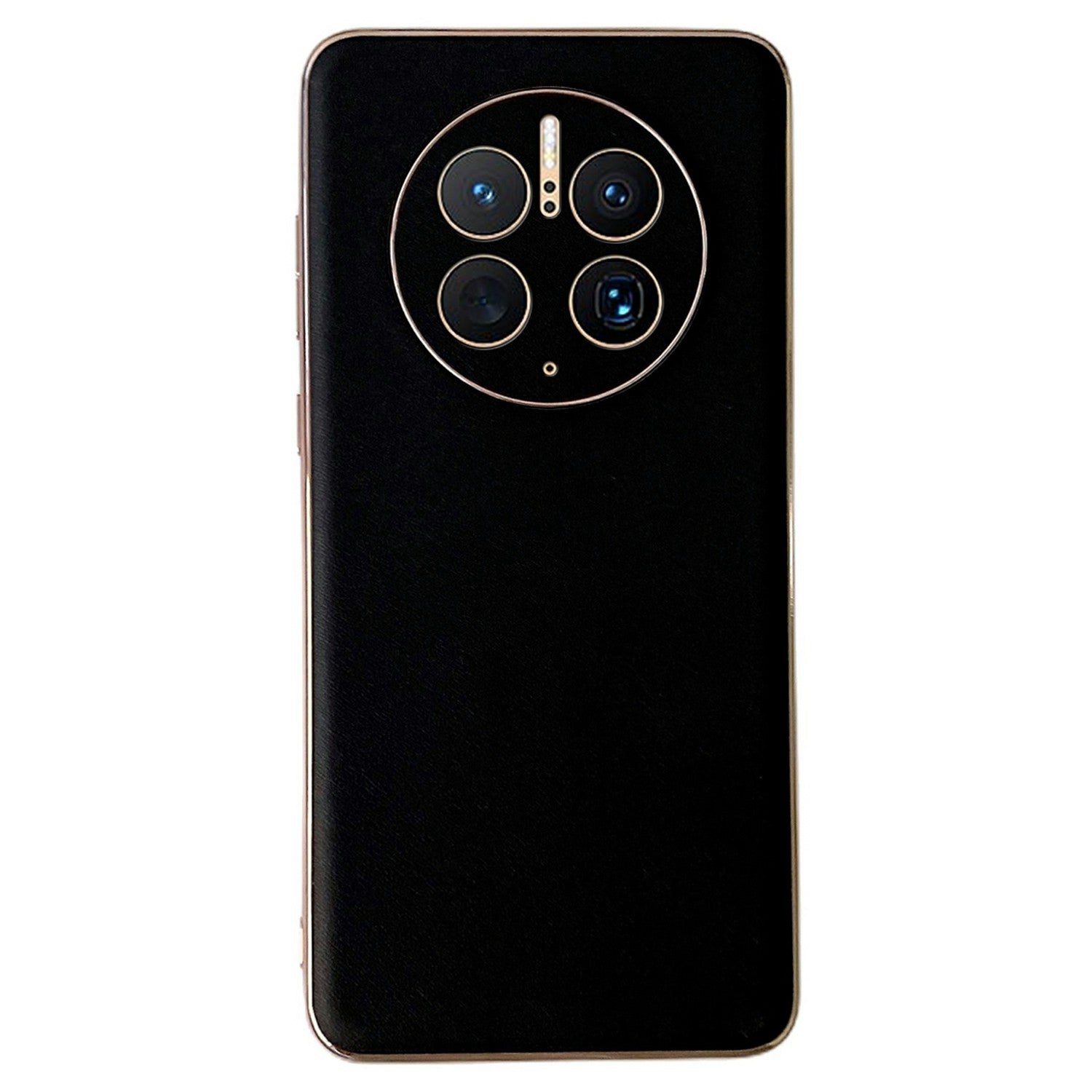 For Huawei Mate 50 Pro 4G Genuine Leather Coated PC + TPU Case Electroplating Anti-drop Phone Case