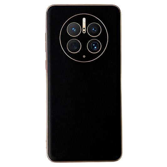 For Huawei Mate 50 Pro 4G Genuine Leather Coated PC + TPU Case Electroplating Anti-drop Phone Case