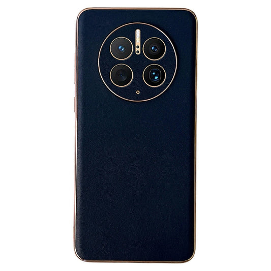 For Huawei Mate 50 Pro 4G Genuine Leather Coated PC + TPU Case Electroplating Anti-drop Phone Case