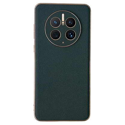 For Huawei Mate 50 Pro 4G Genuine Leather Coated PC + TPU Case Electroplating Anti-drop Phone Case