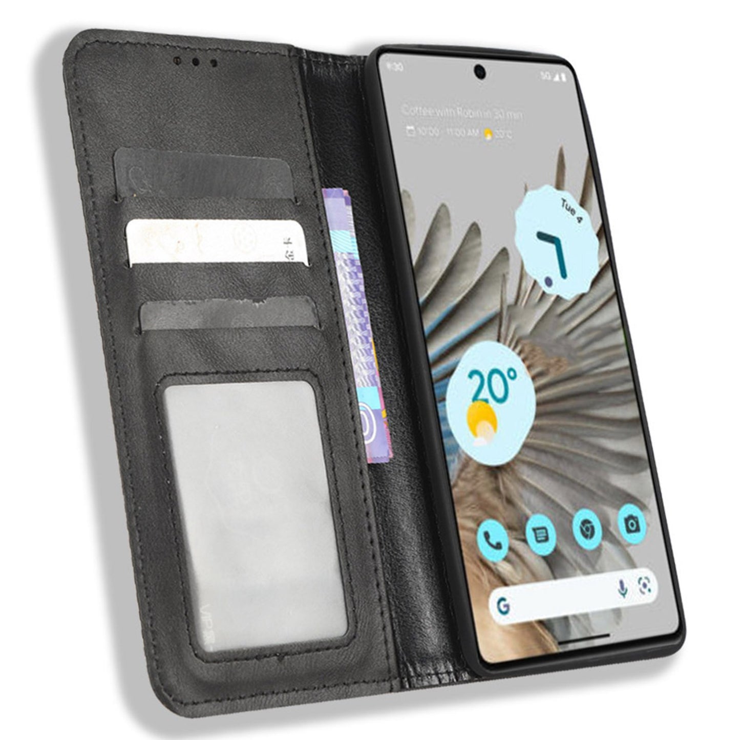 Cell Phone Cover For Google Pixel 7 5G, Wallet Case Magnetic Auto Closing PU Leather Retro Imprint Pattern Anti-Srcratch Phone Shell with Stand