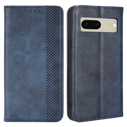 Cell Phone Cover For Google Pixel 7 5G, Wallet Case Magnetic Auto Closing PU Leather Retro Imprint Pattern Anti-Srcratch Phone Shell with Stand