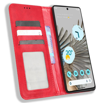 Cell Phone Cover For Google Pixel 7 5G, Wallet Case Magnetic Auto Closing PU Leather Retro Imprint Pattern Anti-Srcratch Phone Shell with Stand