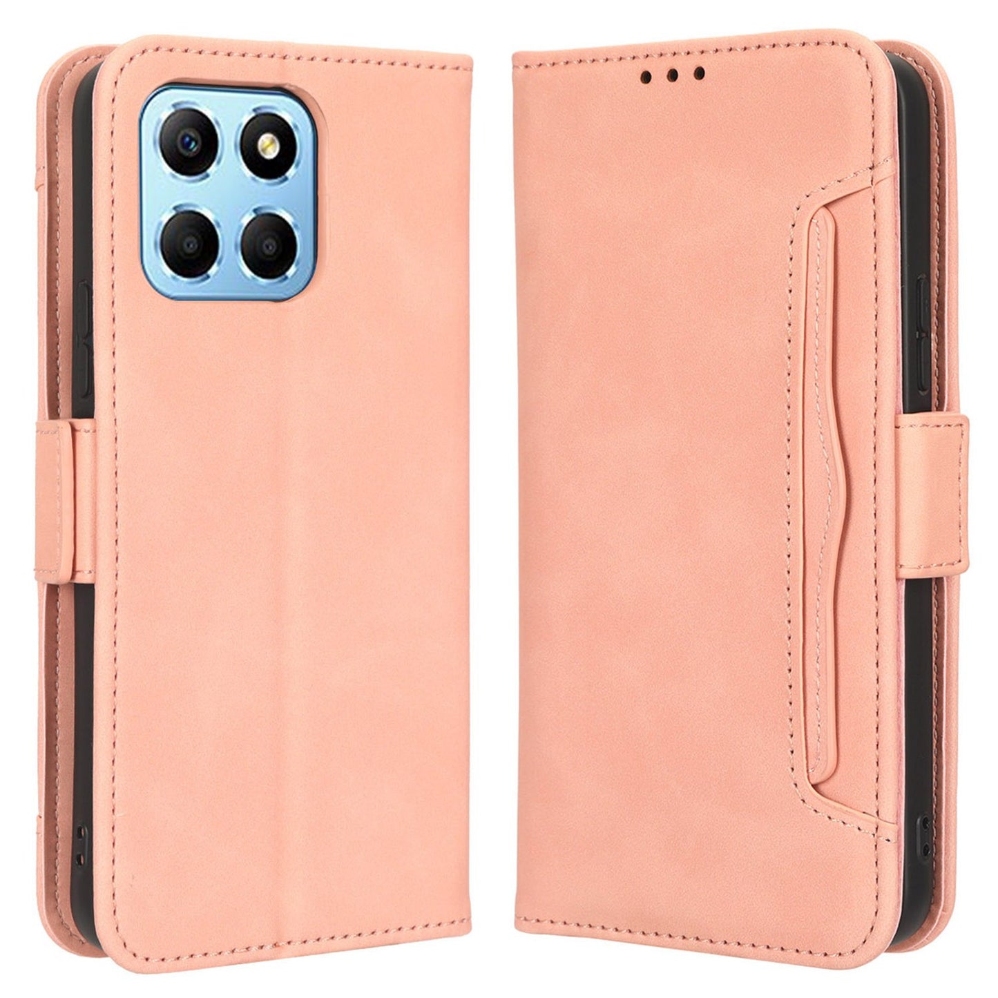 For Honor X8 5G Anti-drop PU Leather Folio Phone Case Stand Multiple Card Slots Magnetic Protective Flip Cell Phone Cover