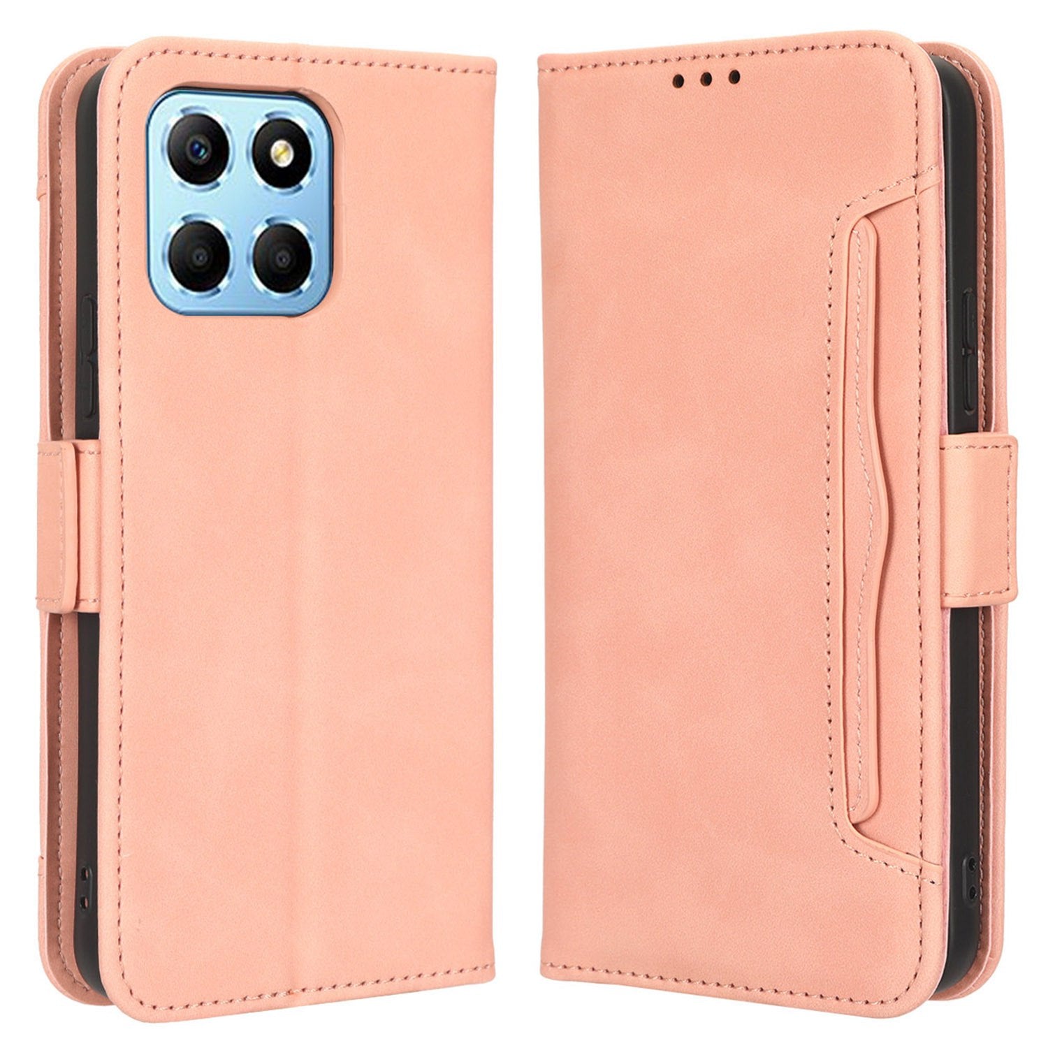 For Honor X8 5G Anti-drop PU Leather Folio Phone Case Stand Multiple Card Slots Magnetic Protective Flip Cell Phone Cover