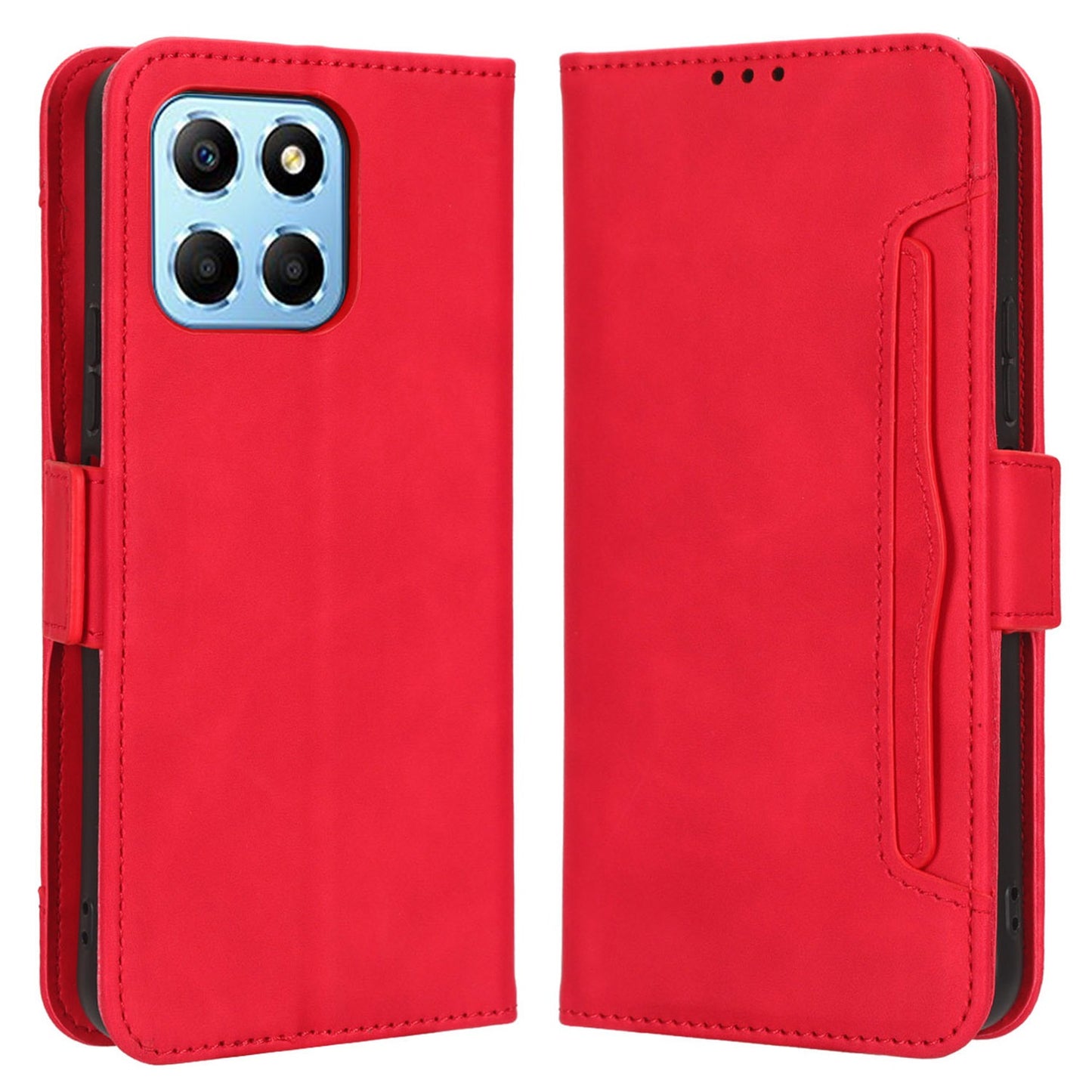 For Honor X8 5G Anti-drop PU Leather Folio Phone Case Stand Multiple Card Slots Magnetic Protective Flip Cell Phone Cover