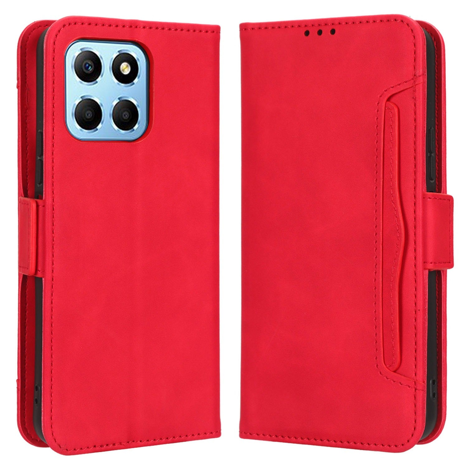 For Honor X8 5G Anti-drop PU Leather Folio Phone Case Stand Multiple Card Slots Magnetic Protective Flip Cell Phone Cover
