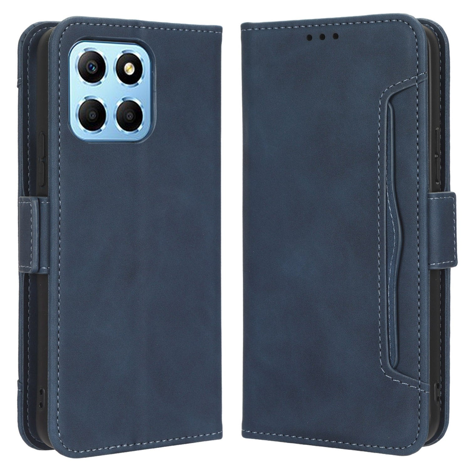 For Honor X8 5G Anti-drop PU Leather Folio Phone Case Stand Multiple Card Slots Magnetic Protective Flip Cell Phone Cover