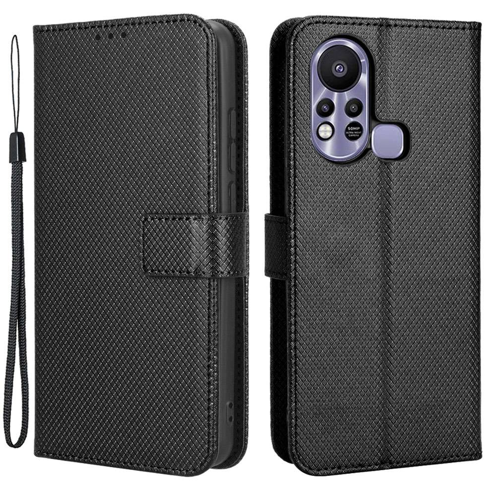 For Infinix Hot 11s / Hot 11s NFC 4G Wallet Phone Case Diamond Texture Anti-scratch PU Leather Cellphone Cover with Stand