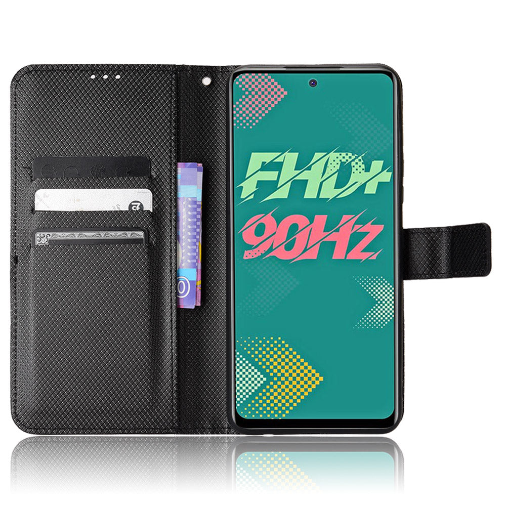 For Infinix Hot 11s / Hot 11s NFC 4G Wallet Phone Case Diamond Texture Anti-scratch PU Leather Cellphone Cover with Stand