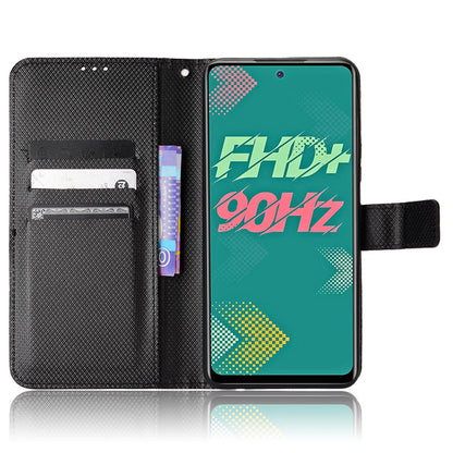 For Infinix Hot 11s / Hot 11s NFC 4G Wallet Phone Case Diamond Texture Anti-scratch PU Leather Cellphone Cover with Stand
