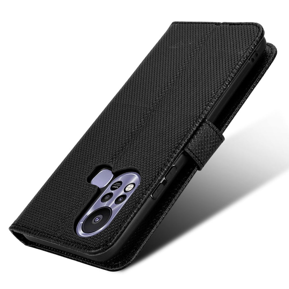 For Infinix Hot 11s / Hot 11s NFC 4G Wallet Phone Case Diamond Texture Anti-scratch PU Leather Cellphone Cover with Stand