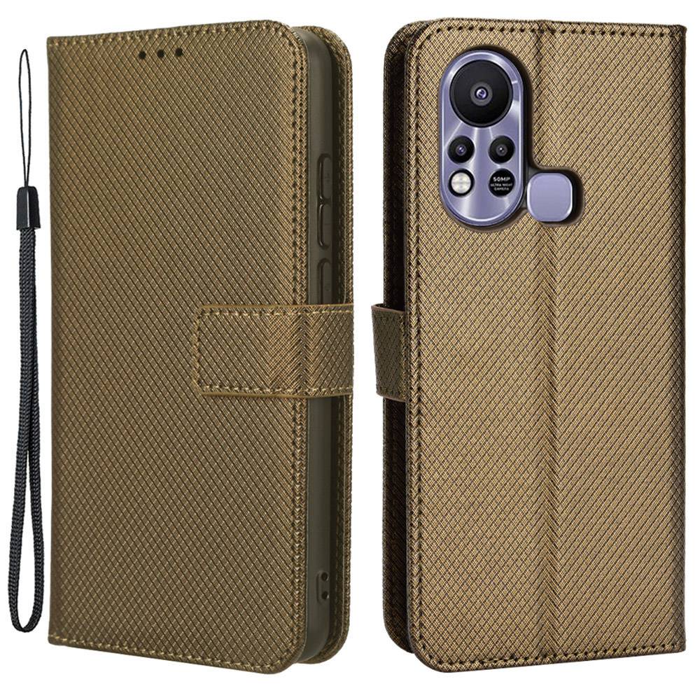 For Infinix Hot 11s / Hot 11s NFC 4G Wallet Phone Case Diamond Texture Anti-scratch PU Leather Cellphone Cover with Stand