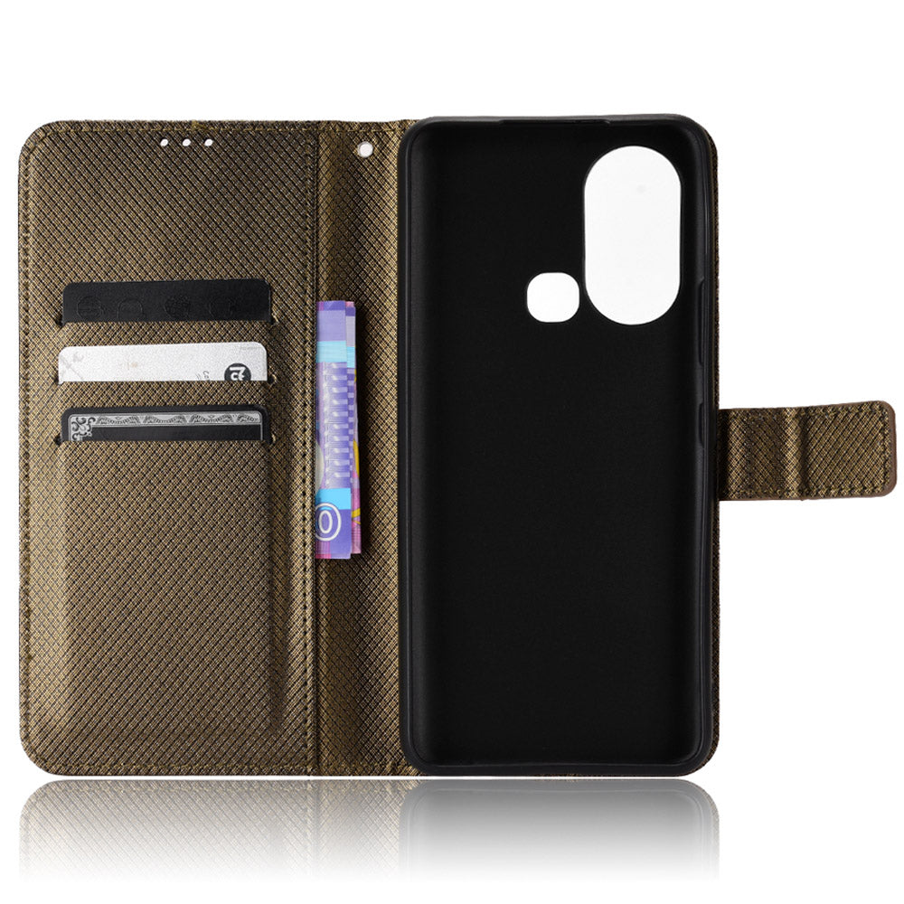 For Infinix Hot 11s / Hot 11s NFC 4G Wallet Phone Case Diamond Texture Anti-scratch PU Leather Cellphone Cover with Stand