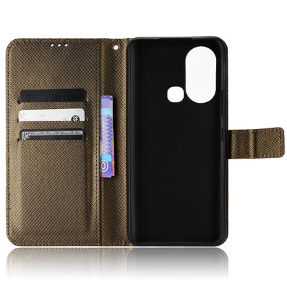 For Infinix Hot 11s / Hot 11s NFC 4G Wallet Phone Case Diamond Texture Anti-scratch PU Leather Cellphone Cover with Stand