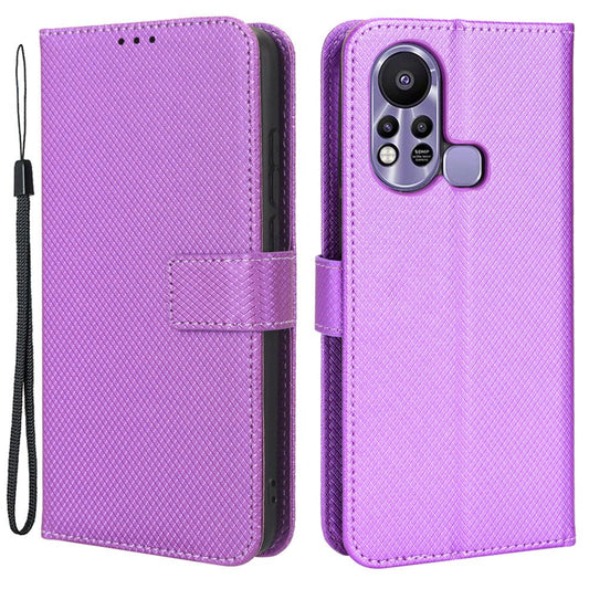 For Infinix Hot 11s / Hot 11s NFC 4G Wallet Phone Case Diamond Texture Anti-scratch PU Leather Cellphone Cover with Stand