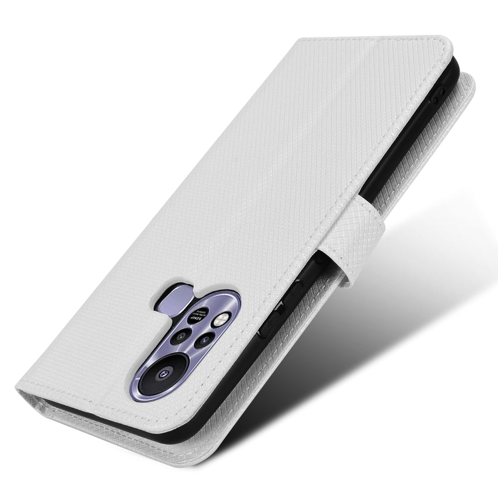 For Infinix Hot 11s / Hot 11s NFC 4G Wallet Phone Case Diamond Texture Anti-scratch PU Leather Cellphone Cover with Stand