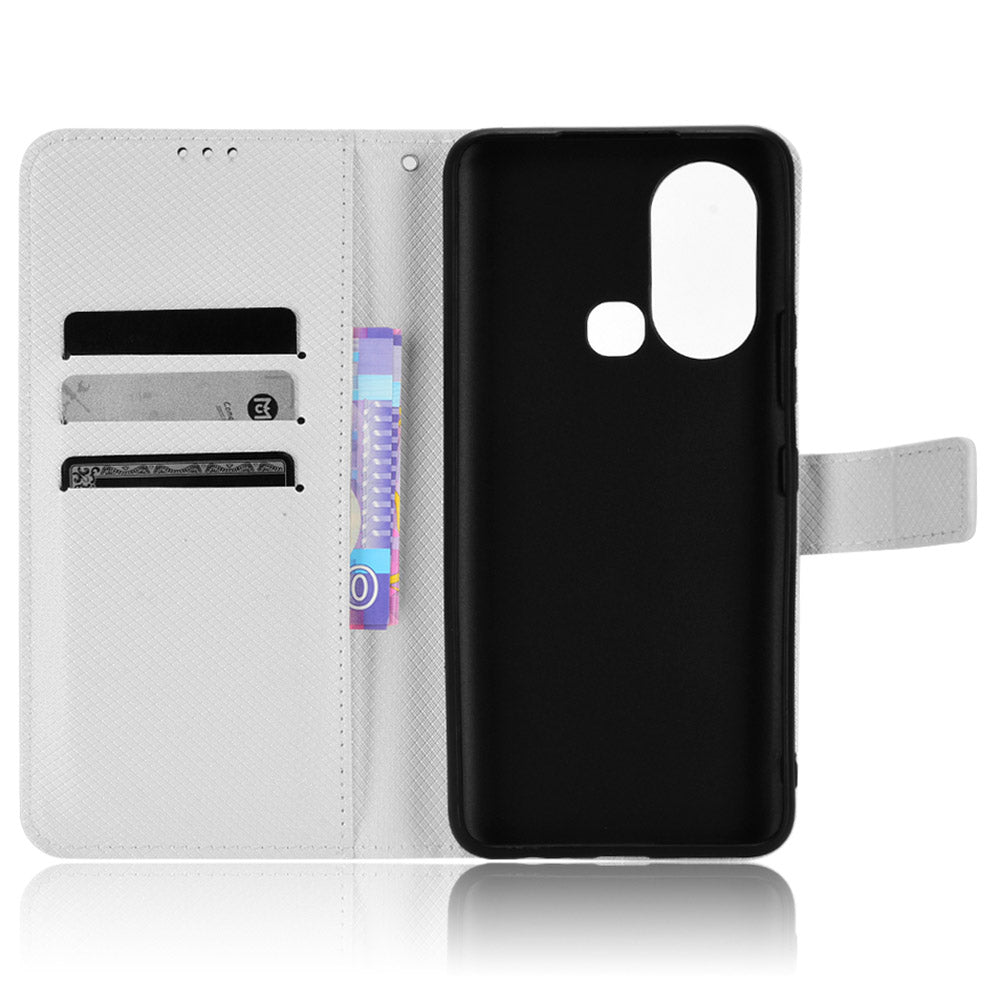 For Infinix Hot 11s / Hot 11s NFC 4G Wallet Phone Case Diamond Texture Anti-scratch PU Leather Cellphone Cover with Stand