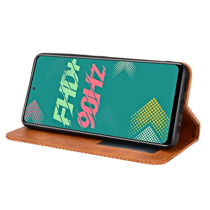 For Infinix Hot 11s / Hot 11s NFC 4G Retro Texture PU Leather Case Imprinted Pattern Magnetic Auto-absorbed Phone Stand Wallet Cover